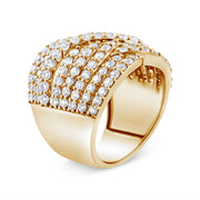 Bids.com 10K Yellow Gold 3.0 Cttw Diamond Eight-Row Bypass Crossover Statement Band Ring (H-I Color, I2-I3 Clarity) - Size 7 Rings