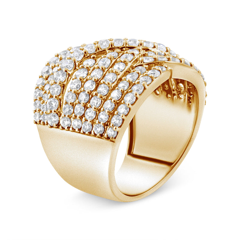 Bids.com 10K Yellow Gold 3.0 Cttw Diamond Eight-Row Bypass Crossover Statement Band Ring (H-I Color, I2-I3 Clarity) - Size 7 Rings