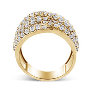 Bids.com 10K Yellow Gold 3.0 Cttw Diamond Eight-Row Bypass Crossover Statement Band Ring (H-I Color, I2-I3 Clarity) - Size 7 Rings