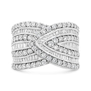 Bids.com .925 Sterling Silver 2 3/8 Cttw Diamond Multi Row Overlay Band Ring ( J-K Color, I3 Clarity) - Ring Size 7 Rings