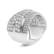 Bids.com .925 Sterling Silver 2.00 Cttw Round-Cut Diamond Overlapping Bypass Band Ring (I-J Color, I2-I3 Clarity) - Ring Size 7 Rings