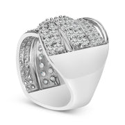 Bids.com .925 Sterling Silver 2.00 Cttw Round-Cut Diamond Overlapping Bypass Band Ring (I-J Color, I2-I3 Clarity) - Ring Size 7 Rings