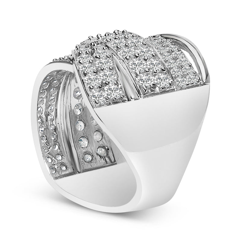 Bids.com .925 Sterling Silver 2.00 Cttw Round-Cut Diamond Overlapping Bypass Band Ring (I-J Color, I2-I3 Clarity) - Ring Size 7 Rings