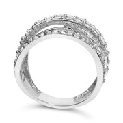 Bids.com .925 Sterling Silver 2.00 Cttw Round-Cut Diamond Overlapping Bypass Band Ring (I-J Color, I2-I3 Clarity) - Ring Size 7 Rings