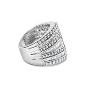Bids.com 10K White Gold 2 1/2 Cttw Round and Baguette-Cut Diamond Multi-Row Bypass Ring (J-K Color, I2-I3 Clarity) - Ring Size 7 Rings