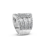 Bids.com 10K White Gold 2 1/2 Cttw Round and Baguette-Cut Diamond Multi-Row Bypass Ring (J-K Color, I2-I3 Clarity) - Ring Size 7 Rings