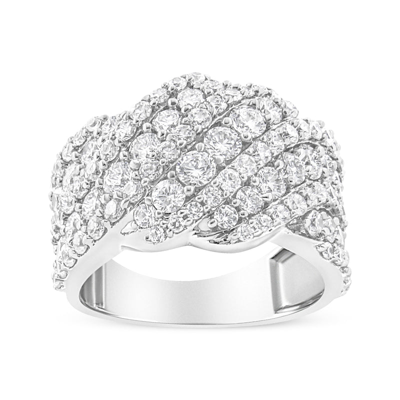 Bids.com 10K White Gold 3.00 Cttw Diamond Multi Row Cluster Band Ring (I-J Color, I3 Clarity) - Size 7 Rings