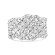 Bids.com 10K White Gold 3.00 Cttw Diamond Multi Row Cluster Band Ring (I-J Color, I3 Clarity) - Size 7 Rings