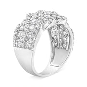 Bids.com 10K White Gold 3.00 Cttw Diamond Multi Row Cluster Band Ring (I-J Color, I3 Clarity) - Size 7 Rings