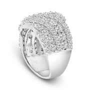 Bids.com 10K White Gold 3.00 Cttw Diamond Multi Row Cluster Band Ring (I-J Color, I3 Clarity) - Size 7 Rings