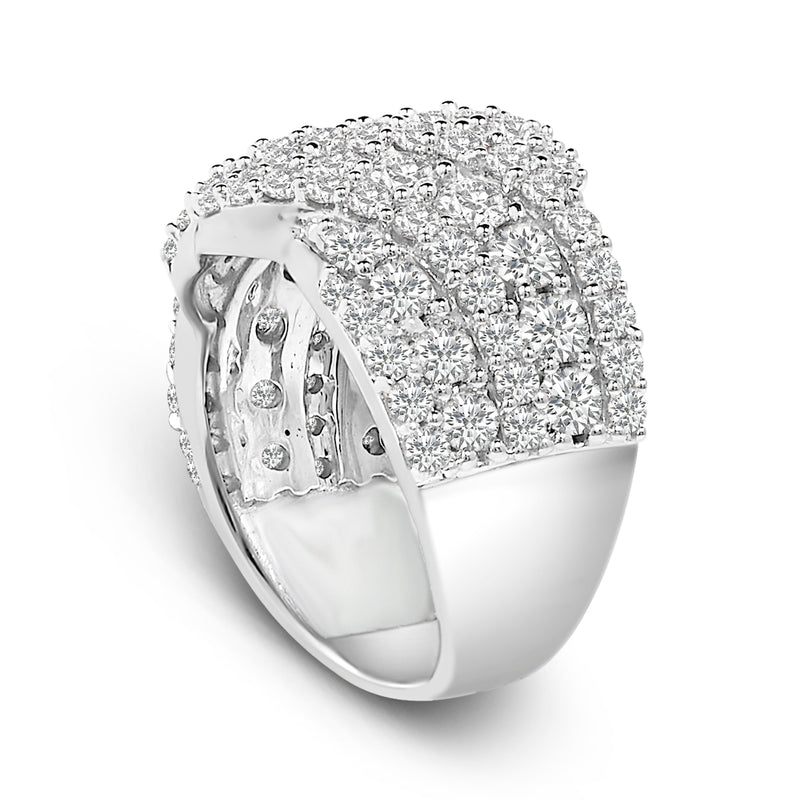 Bids.com 10K White Gold 3.00 Cttw Diamond Multi Row Cluster Band Ring (I-J Color, I3 Clarity) - Size 7 Rings