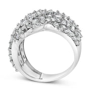 Bids.com 10K White Gold 3.00 Cttw Diamond Multi Row Cluster Band Ring (I-J Color, I3 Clarity) - Size 7 Rings