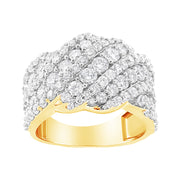 Bids.com 10K White Gold 3.00 Cttw Diamond Multi Row Cluster Band Ring (I-J Color, I3 Clarity) - Size 7 Rings