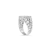 Bids.com .925 Sterling Silver 1/3 Diamond 6 Stone Rectangle Nugget Gents Ring - Size 10 Rings