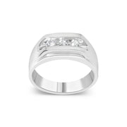 Bids.com Men's .925 Sterling Silver 1/3 Cttw Diamond Channel Set 3 Stone Ring Band (I-J Color, I3 Clarity) - Ring Size 10 Rings