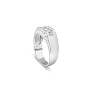 Bids.com Men's .925 Sterling Silver 1/3 Cttw Diamond Channel Set 3 Stone Ring Band (I-J Color, I3 Clarity) - Ring Size 10 Rings