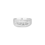 Bids.com Men's .925 Sterling Silver 1/3 Cttw Diamond Channel Set 3 Stone Ring Band (I-J Color, I3 Clarity) - Ring Size 10 Rings