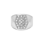 Bids.com Men's .925 Sterling Silver 1/2 Cttw Multi-Diamond Hexagon Frame Ring (I-J Color, I3 Clarity) - Ring Size 10 Rings