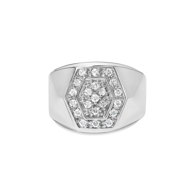 Bids.com Men's .925 Sterling Silver 1/2 Cttw Multi-Diamond Hexagon Frame Ring (I-J Color, I3 Clarity) - Ring Size 10 Rings