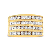 Bids.com 10K Yellow Gold Plated .925 Sterling Silver 1 1/2 Cttw Diamond 4 Row Channel Band Ring (Champagne Color, I2-I3 Clarity) Size 7 Rings