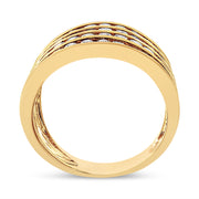 Bids.com 10K Yellow Gold Plated .925 Sterling Silver 1 1/2 Cttw Diamond 4 Row Channel Band Ring (Champagne Color, I2-I3 Clarity) Size 7 Rings