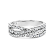 Bids.com 10K White Gold 3/4 Cttw Princess Natural Diamond Split Shank and Weave Band Ring (H-I Color, SI1-SI2 Clarity) - Ring Size 7 Rings