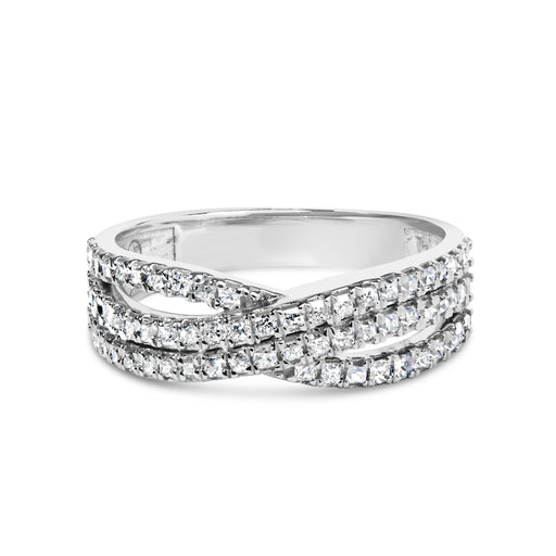 Bids.com 10K White Gold 3/4 Cttw Princess Natural Diamond Split Shank and Weave Band Ring (H-I Color, SI1-SI2 Clarity) - Ring Size 7 Rings