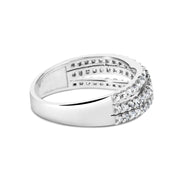 Bids.com 10K White Gold 3/4 Cttw Princess Natural Diamond Split Shank and Weave Band Ring (H-I Color, SI1-SI2 Clarity) - Ring Size 7 Rings