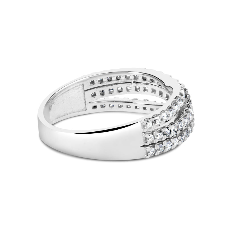 Bids.com 10K White Gold 3/4 Cttw Princess Natural Diamond Split Shank and Weave Band Ring (H-I Color, SI1-SI2 Clarity) - Ring Size 7 Rings