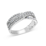 Bids.com 10K White Gold 3/4 Cttw Princess Natural Diamond Split Shank and Weave Band Ring (H-I Color, SI1-SI2 Clarity) - Ring Size 7 Rings