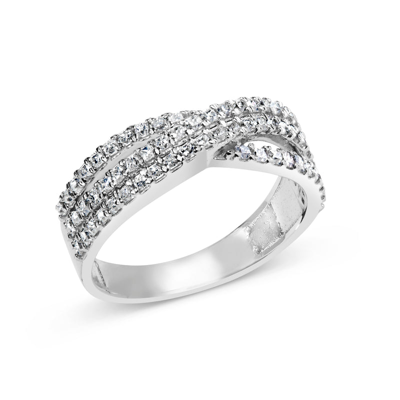 Bids.com 10K White Gold 3/4 Cttw Princess Natural Diamond Split Shank and Weave Band Ring (H-I Color, SI1-SI2 Clarity) - Ring Size 7 Rings