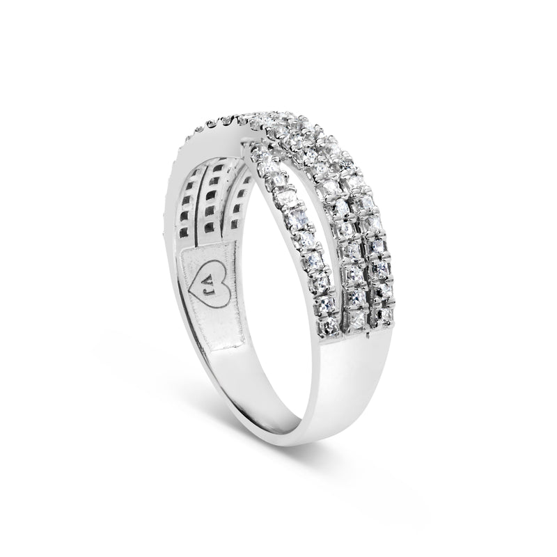 Bids.com 10K White Gold 3/4 Cttw Princess Natural Diamond Split Shank and Weave Band Ring (H-I Color, SI1-SI2 Clarity) - Ring Size 7 Rings