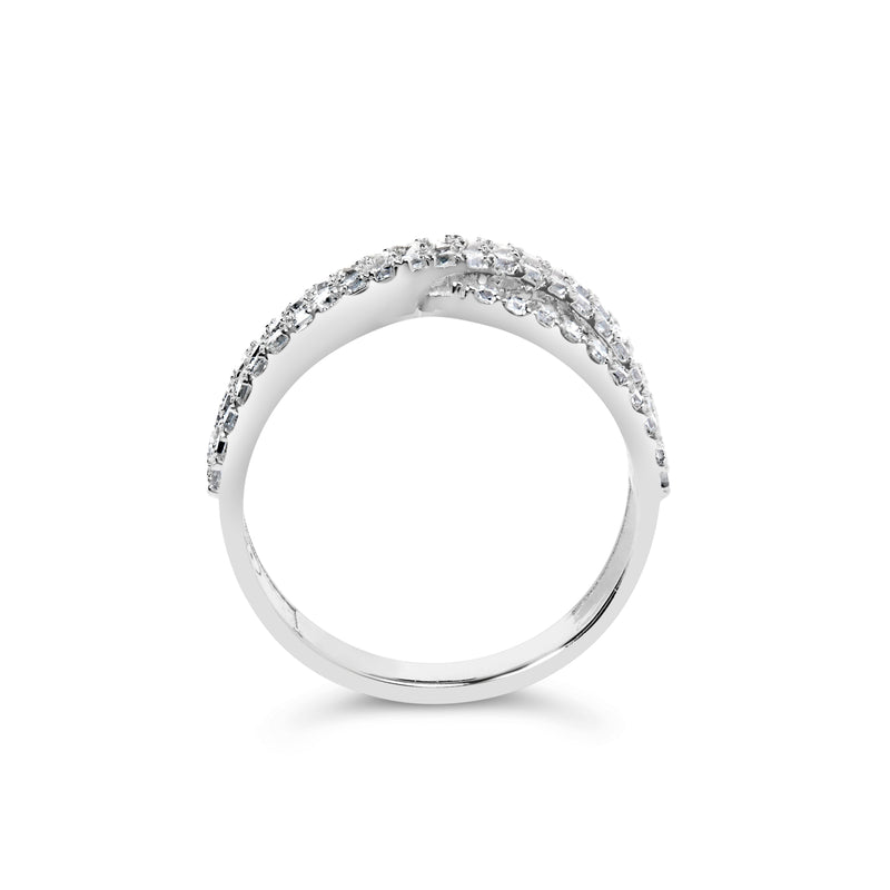 Bids.com 10K White Gold 3/4 Cttw Princess Natural Diamond Split Shank and Weave Band Ring (H-I Color, SI1-SI2 Clarity) - Ring Size 7 Rings