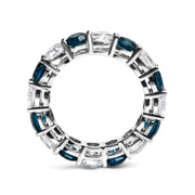 Bids.com 14K White Gold 6 1/4 Cttw Alternating Lab-Grown White and Natural Treated Blue Diamond Eternity Band Ring (F-G Color, VS1-VS2 Clarity) Rings