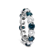 Bids.com 14K White Gold 6 1/4 Cttw Alternating Lab-Grown White and Natural Treated Blue Diamond Eternity Band Ring (F-G Color, VS1-VS2 Clarity) Rings