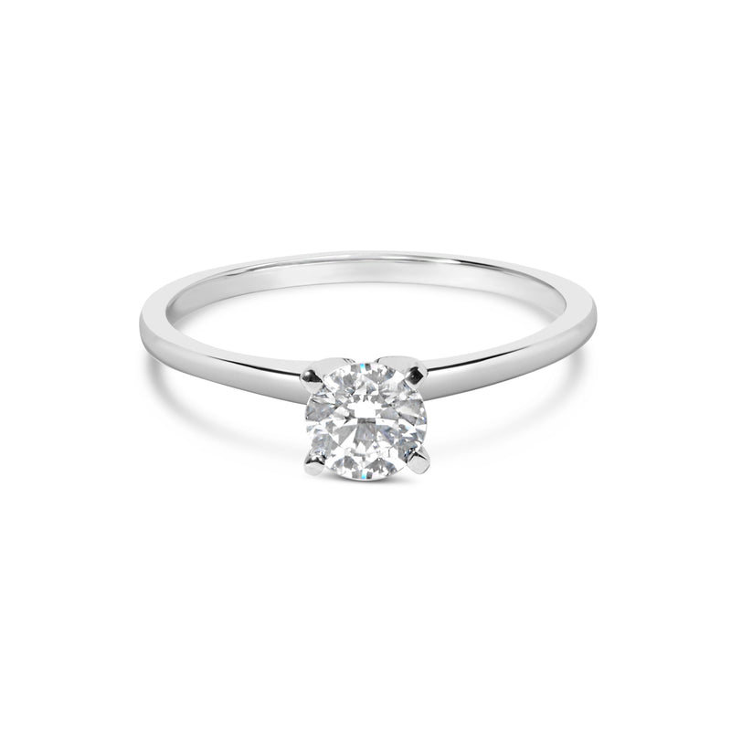 Bids.com 14K White Gold 1/2 Cttw Round Lab Grown Diamond 4 Prong Solitaire Engagement Ring (F-G Color, VS2-SI1 Clarity) - Size 7 Rings
