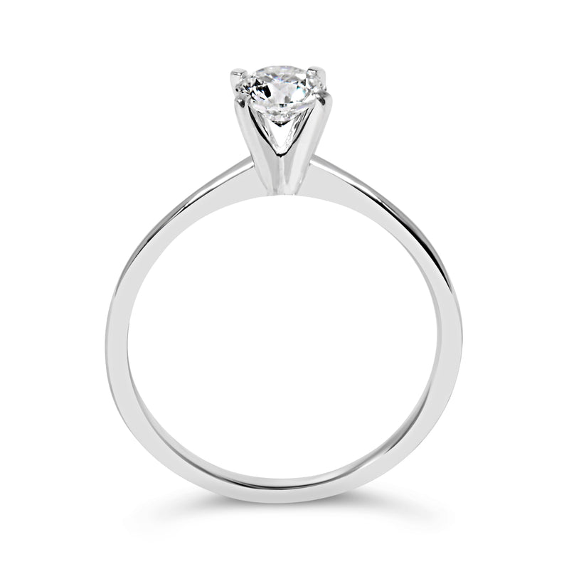Bids.com 14K White Gold 1/2 Cttw Round Lab Grown Diamond 4 Prong Solitaire Engagement Ring (F-G Color, VS2-SI1 Clarity) - Size 7 Rings