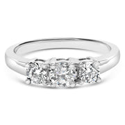 Bids.com 14K White Gold  3/4 Cttw Lab Grown Diamond 3 Stone Ring Band (F-G Color, VS2-SI1 Clarity)- Size 7 Rings