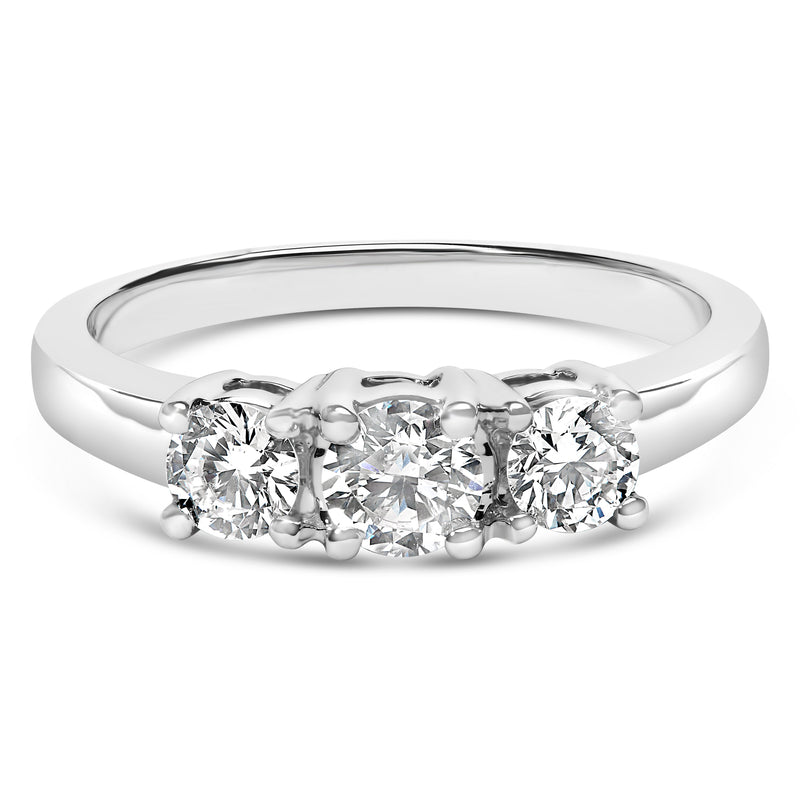 Bids.com 14K White Gold  3/4 Cttw Lab Grown Diamond 3 Stone Ring Band (F-G Color, VS2-SI1 Clarity)- Size 7 Rings