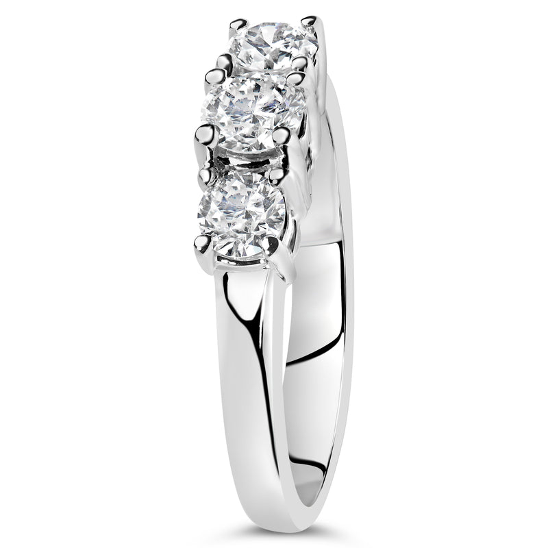 Bids.com 14K White Gold  3/4 Cttw Lab Grown Diamond 3 Stone Ring Band (F-G Color, VS2-SI1 Clarity)- Size 7 Rings