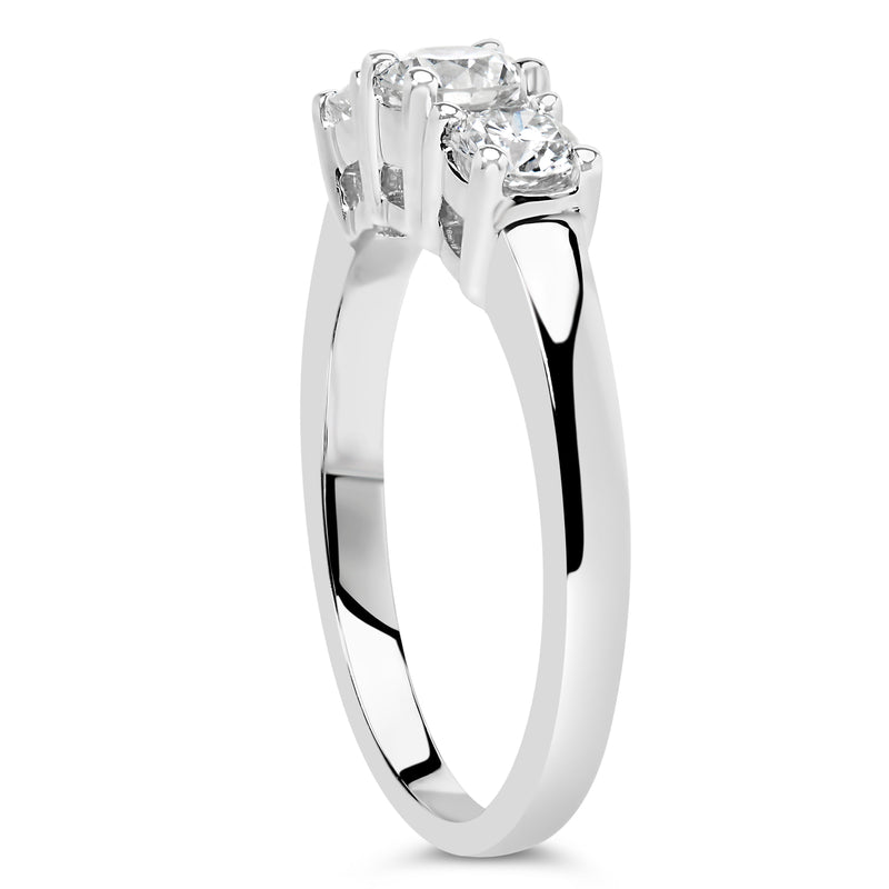Bids.com 14K White Gold  3/4 Cttw Lab Grown Diamond 3 Stone Ring Band (F-G Color, VS2-SI1 Clarity)- Size 7 Rings