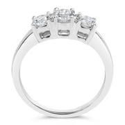 Bids.com 14K White Gold  3/4 Cttw Lab Grown Diamond 3 Stone Ring Band (F-G Color, VS2-SI1 Clarity)- Size 7 Rings