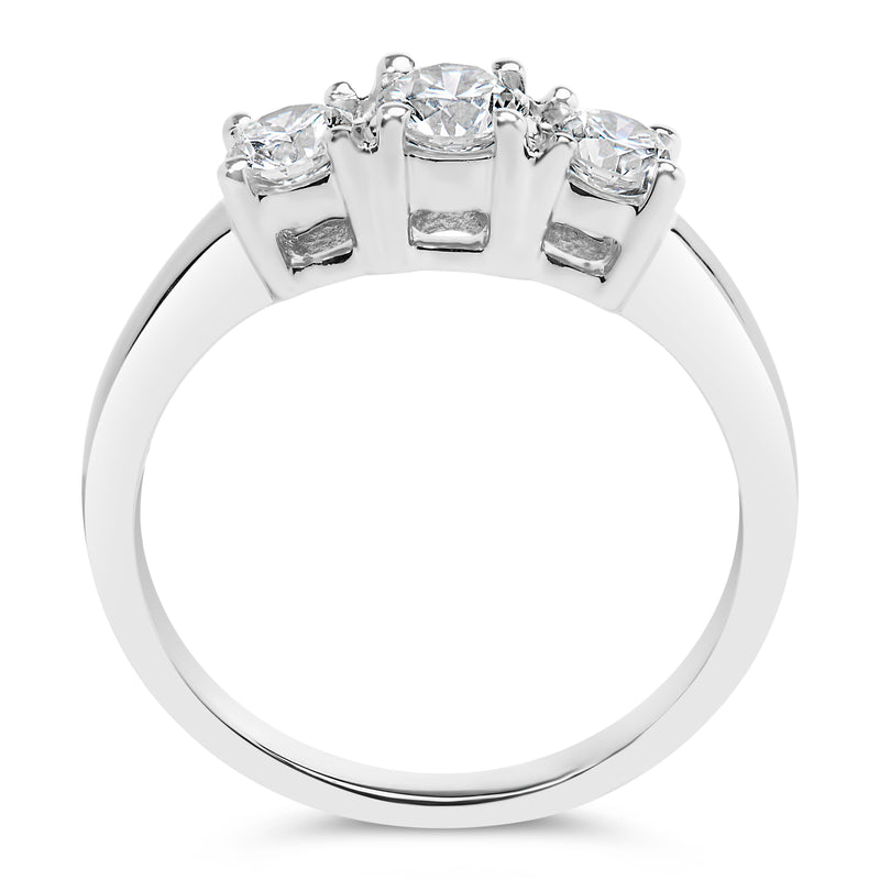 Bids.com 14K White Gold  3/4 Cttw Lab Grown Diamond 3 Stone Ring Band (F-G Color, VS2-SI1 Clarity)- Size 7 Rings