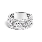 Bids.com .925 Sterling Silver 2.0 Cttw Lab Grown Diamond Three-Row PavÃ© Band Ring Rings White Smoke 7 / White.Sterling Silver,6 / White.Sterling Silver,8 / White.Sterling Silver,9 / White.Sterling Silver