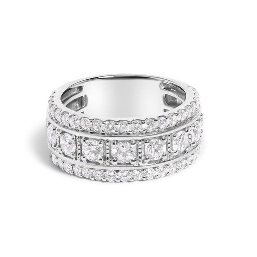 Bids.com .925 Sterling Silver 2.0 Cttw Lab Grown Diamond Three-Row PavÃ© Band Ring Rings White Smoke 7 / White.Sterling Silver,6 / White.Sterling Silver,8 / White.Sterling Silver,9 / White.Sterling Silver