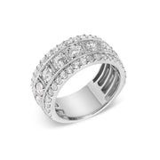Bids.com .925 Sterling Silver 2.0 Cttw Lab Grown Diamond Three-Row PavÃ© Band Ring Rings White Smoke 7 / White.Sterling Silver,6 / White.Sterling Silver,8 / White.Sterling Silver,9 / White.Sterling Silver