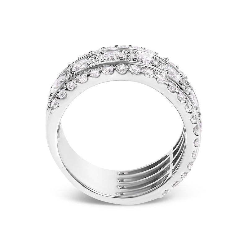 Bids.com .925 Sterling Silver 2.0 Cttw Lab Grown Diamond Three-Row PavÃ© Band Ring Rings White Smoke 7 / White.Sterling Silver,6 / White.Sterling Silver,8 / White.Sterling Silver,9 / White.Sterling Silver