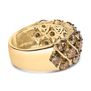 Bids.com 10K Yellow Gold Plated .925 Sterling Silver 3.0 Cttw Champagne Diamond Multi Lattice Band Ring - Size 7 Rings