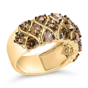 Bids.com 10K Yellow Gold Plated .925 Sterling Silver 3.0 Cttw Champagne Diamond Multi Lattice Band Ring - Size 7 Rings