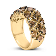 Bids.com 10K Yellow Gold Plated .925 Sterling Silver 3.0 Cttw Champagne Diamond Multi Lattice Band Ring - Size 7 Rings